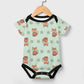 Cute Fox Print Short Sleeve Baby Romper | 220gsm