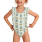 Girls Cute Bunny & Moon Print Flutter Ruffle Swimsuit