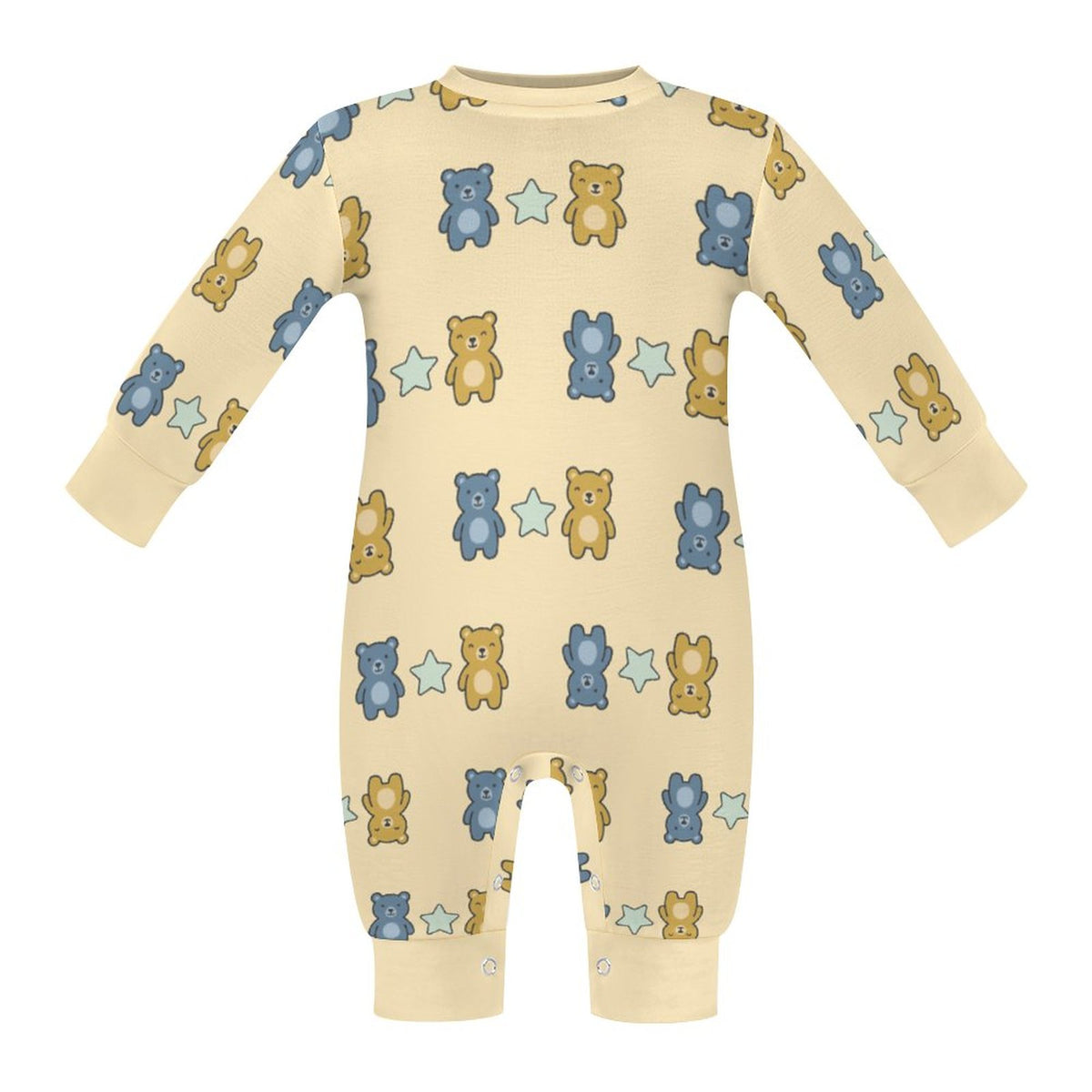 Teddy Bear Print Long Sleeve Baby Romper | Custom AOP