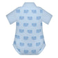 Baby Blue Elephant Print Polo Romper (200GSM)