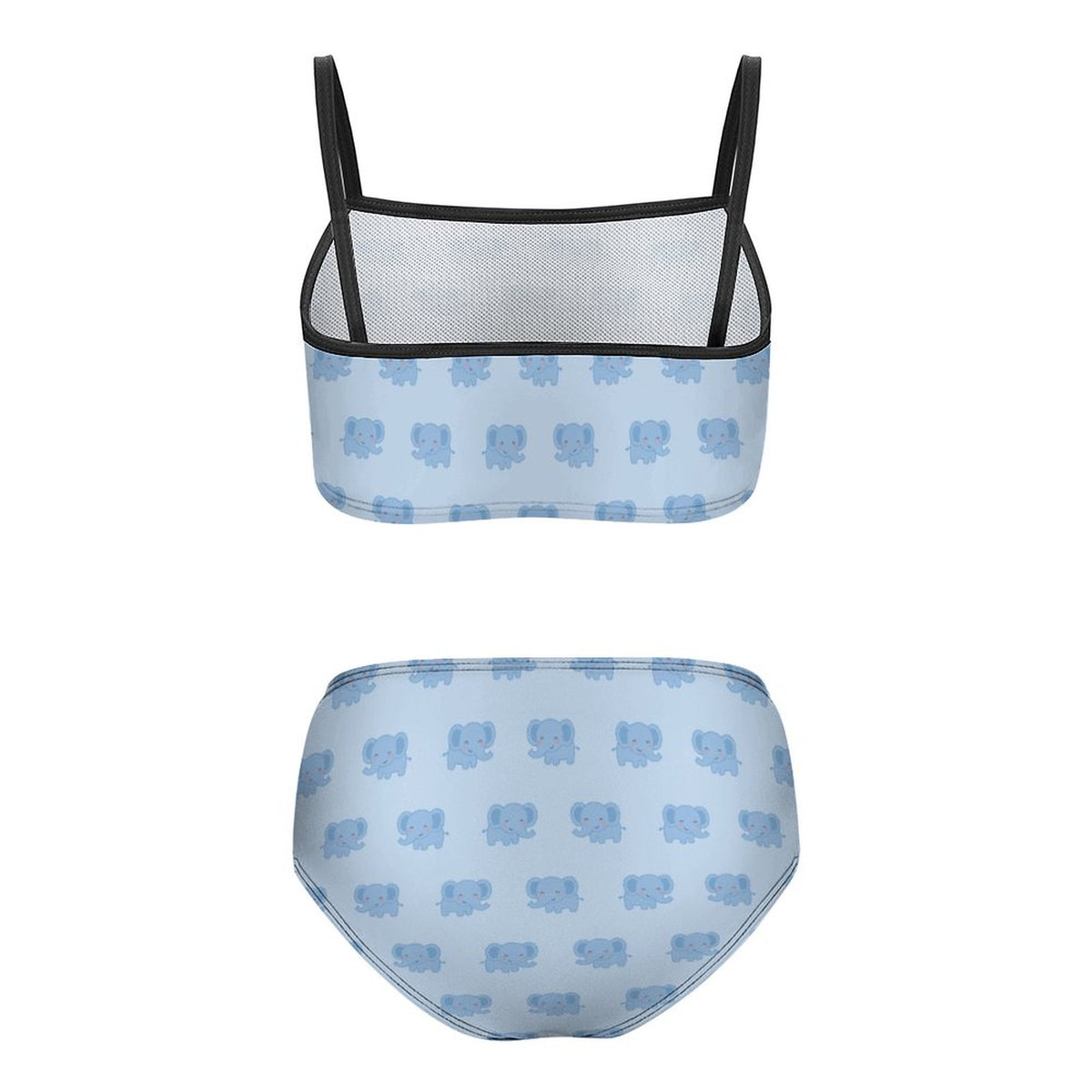 Girls' Blue Elephant Print Two-Piece Swimsuit