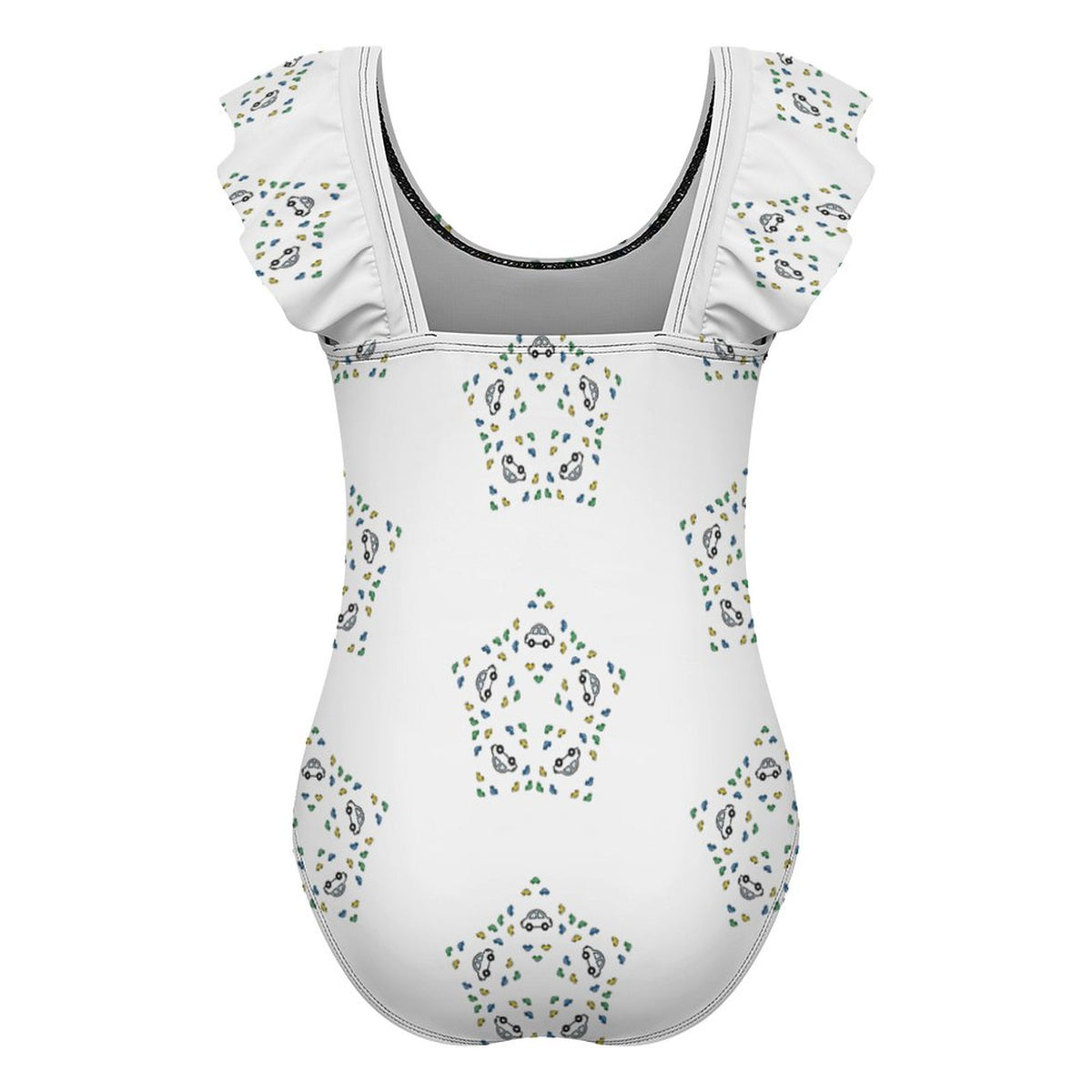 Cute Star Floral Ruffle One-Piece Swimsuit for Girls