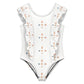 Girls' Geometric Print Shoulder Ruffle One-Piece Swimsuit