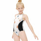 Girls' White Woodland High Neck Zip Swimsuit