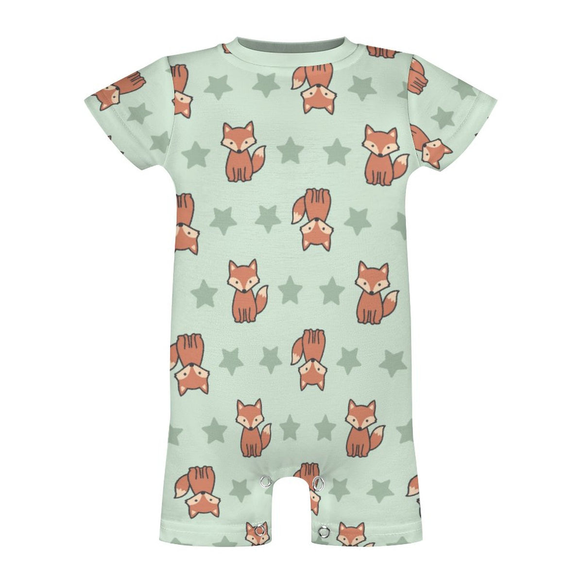 Cute Fox Print Short Sleeve Baby Bodysuit | 180gsm