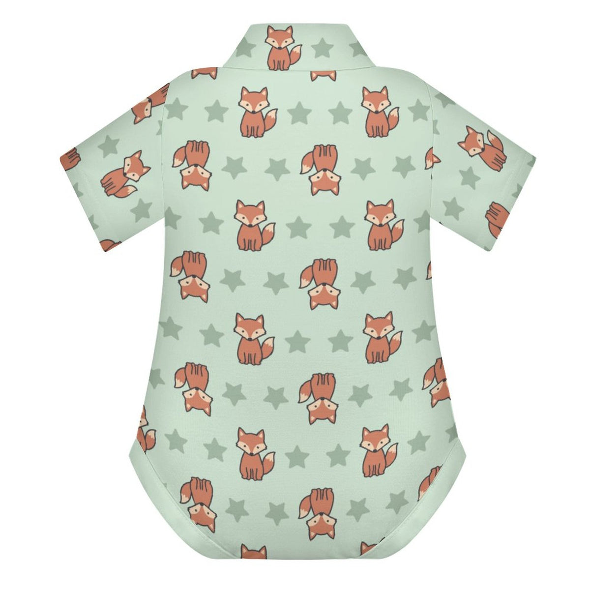 Cute Baby Fox Print Short Sleeve Polo Romper