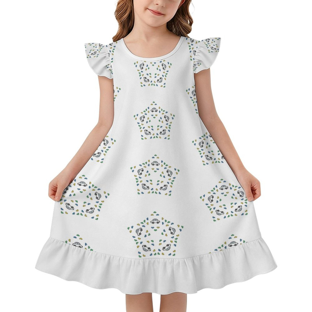 Cute Star Pattern Ruffle Nightgown for Girls