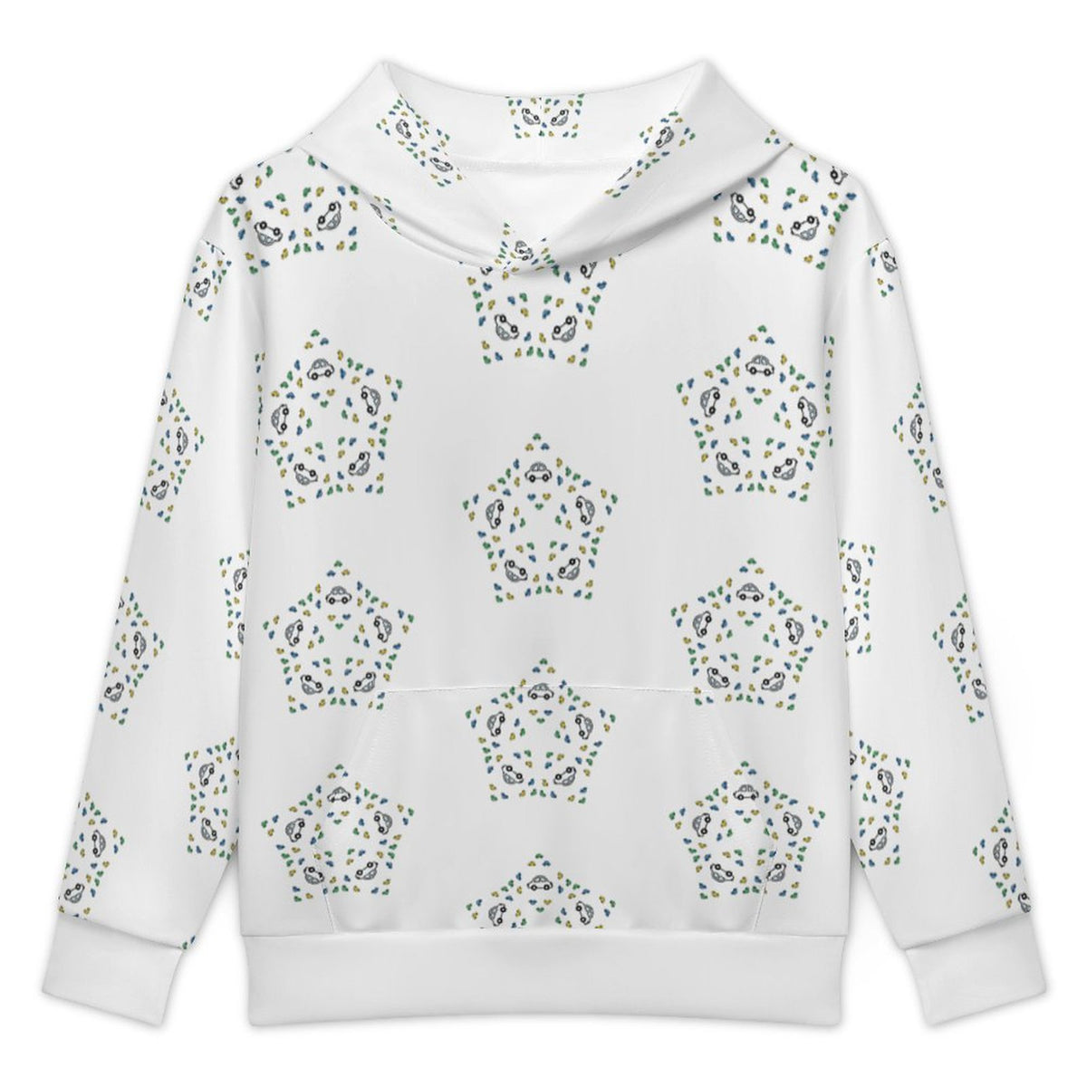 White Star Floral Print Kids' Hooded Sweatshirt