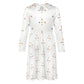 Girls' White Geometric Long Sleeve Flared Dress