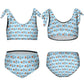 Space Rocket Tie Shoulder Girls Bikini Set | AOP