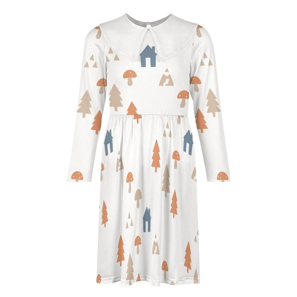 Girls' Woodland Print Peter Pan Collar Dress