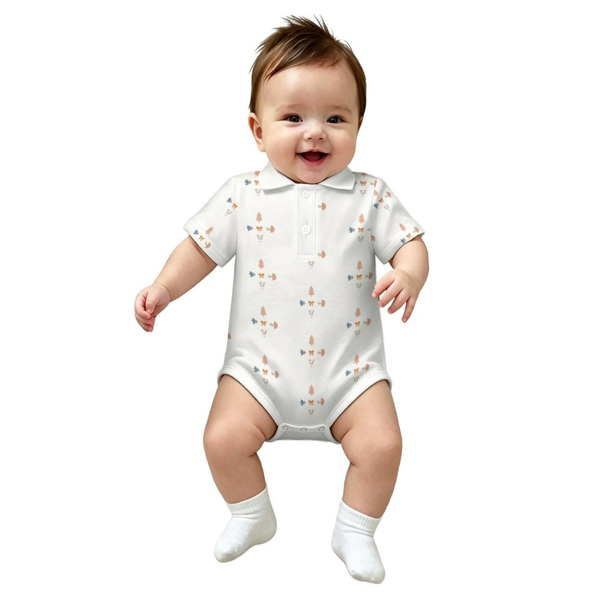 Baby Geometric Print Short Sleeve Polo Romper