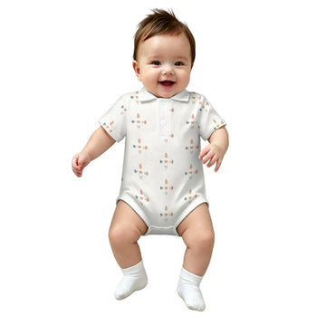 Baby Geometric Print Short Sleeve Polo Romper