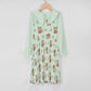 Cute Fox Print Peter Pan Collar Girls Long Sleeve Dress