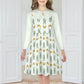Cute Bunny & Moon Collar Long Sleeve Girls Dress | AOP