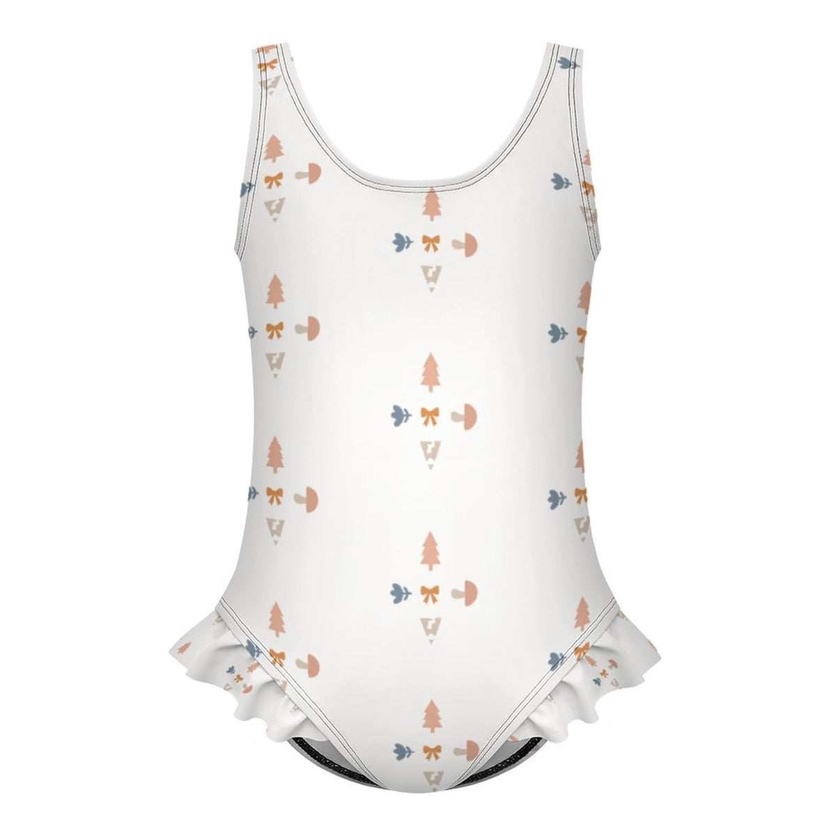 Girls' Geometric Print Ruffle Leg One-Piece Swimsuit