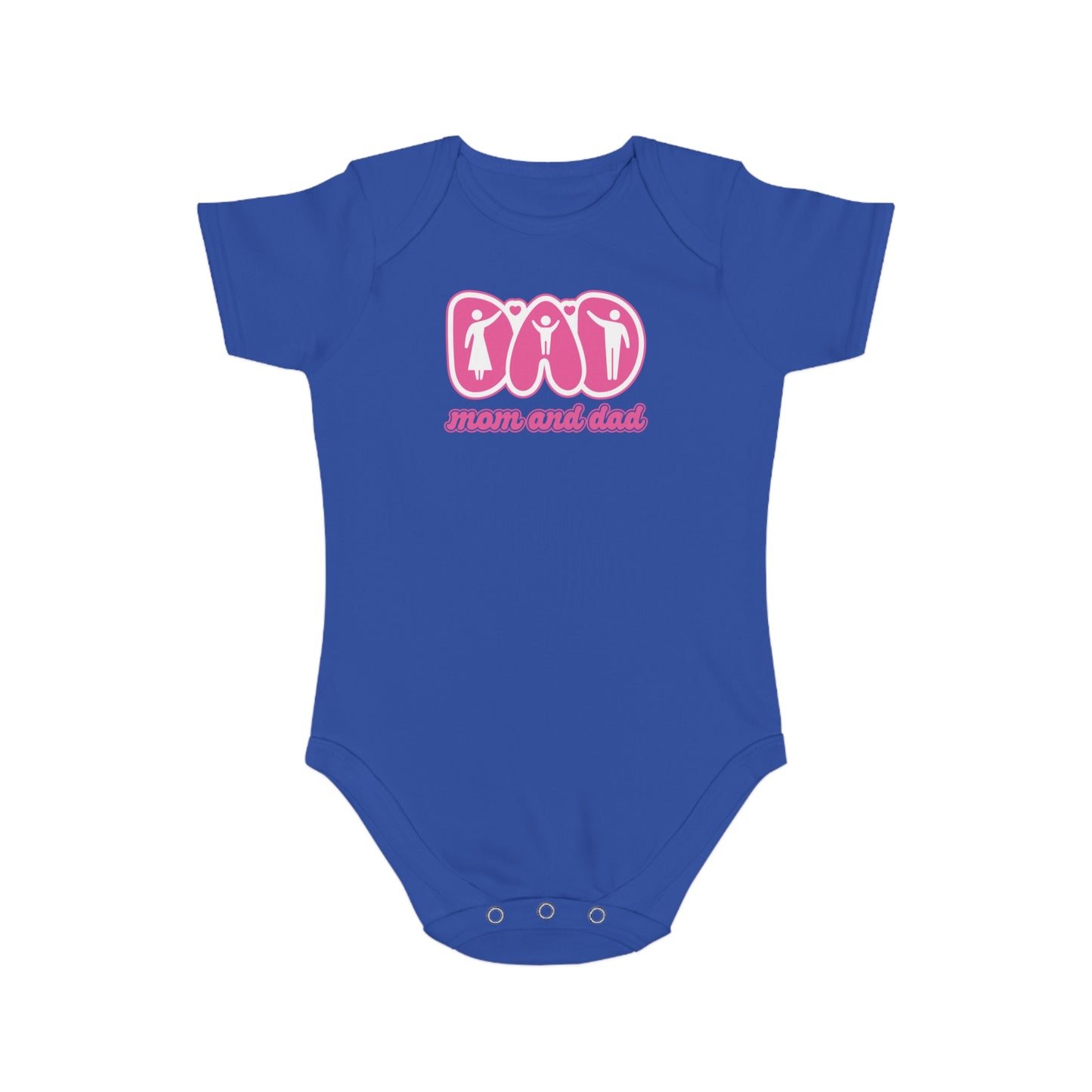 Cute Mom and Dad Short Sleeve Baby Bodysuit