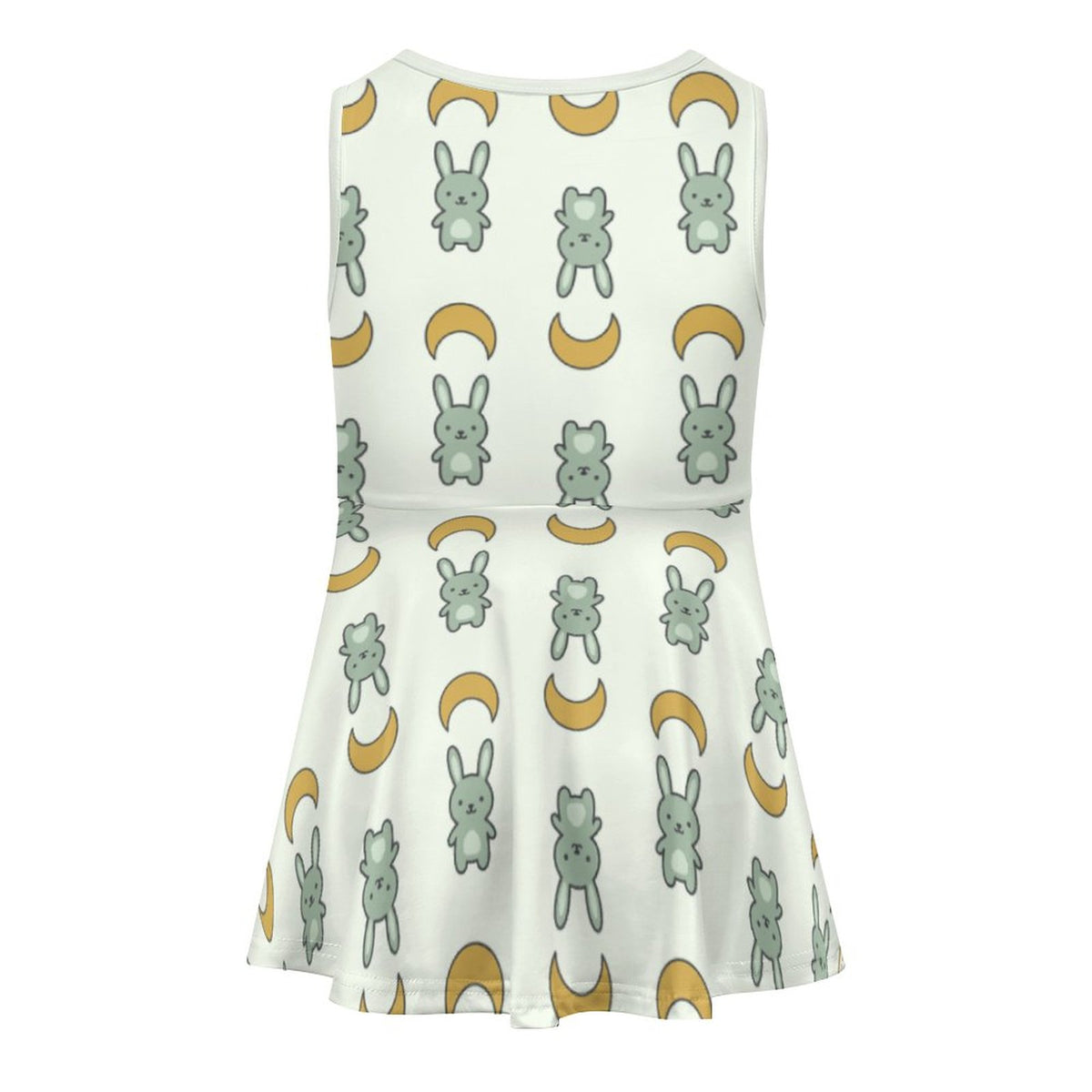 Cute Bunny & Moon Print Girls Tank Dress | Custom AOP