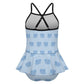 Girls' Blue Elephant Skirted Ruffle Swimsuit