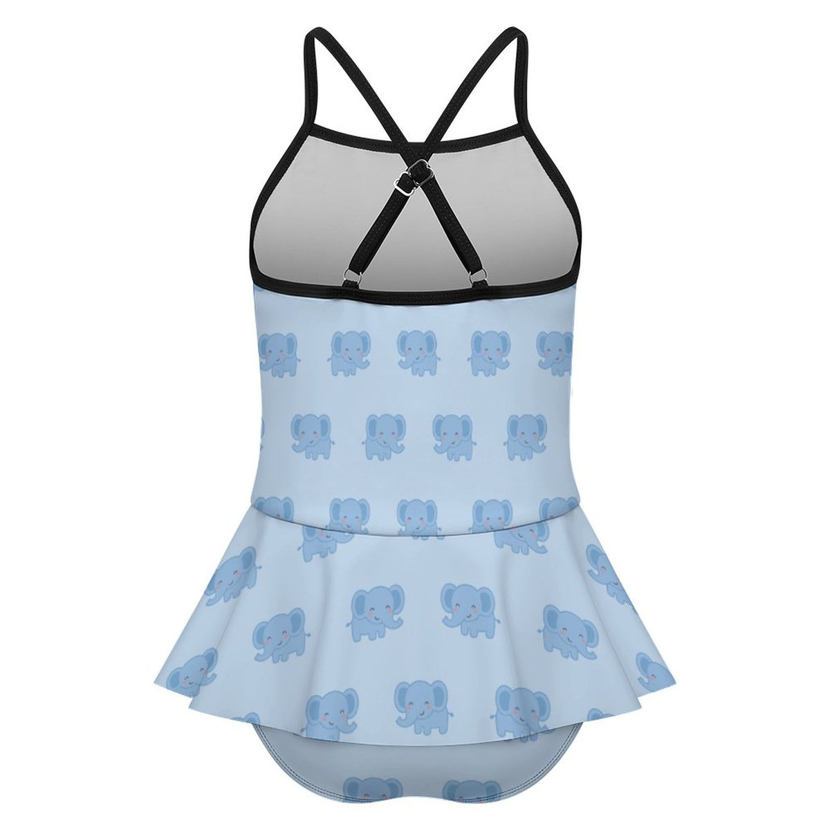 Girls' Blue Elephant Skirted Ruffle Swimsuit