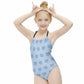 Girls' Blue Elephant Halter One-Piece Swimsuit