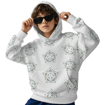 White Star Floral Print Kids' Hooded Sweatshirt