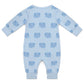 Cute Elephant Print Light Blue Baby Cotton Romper