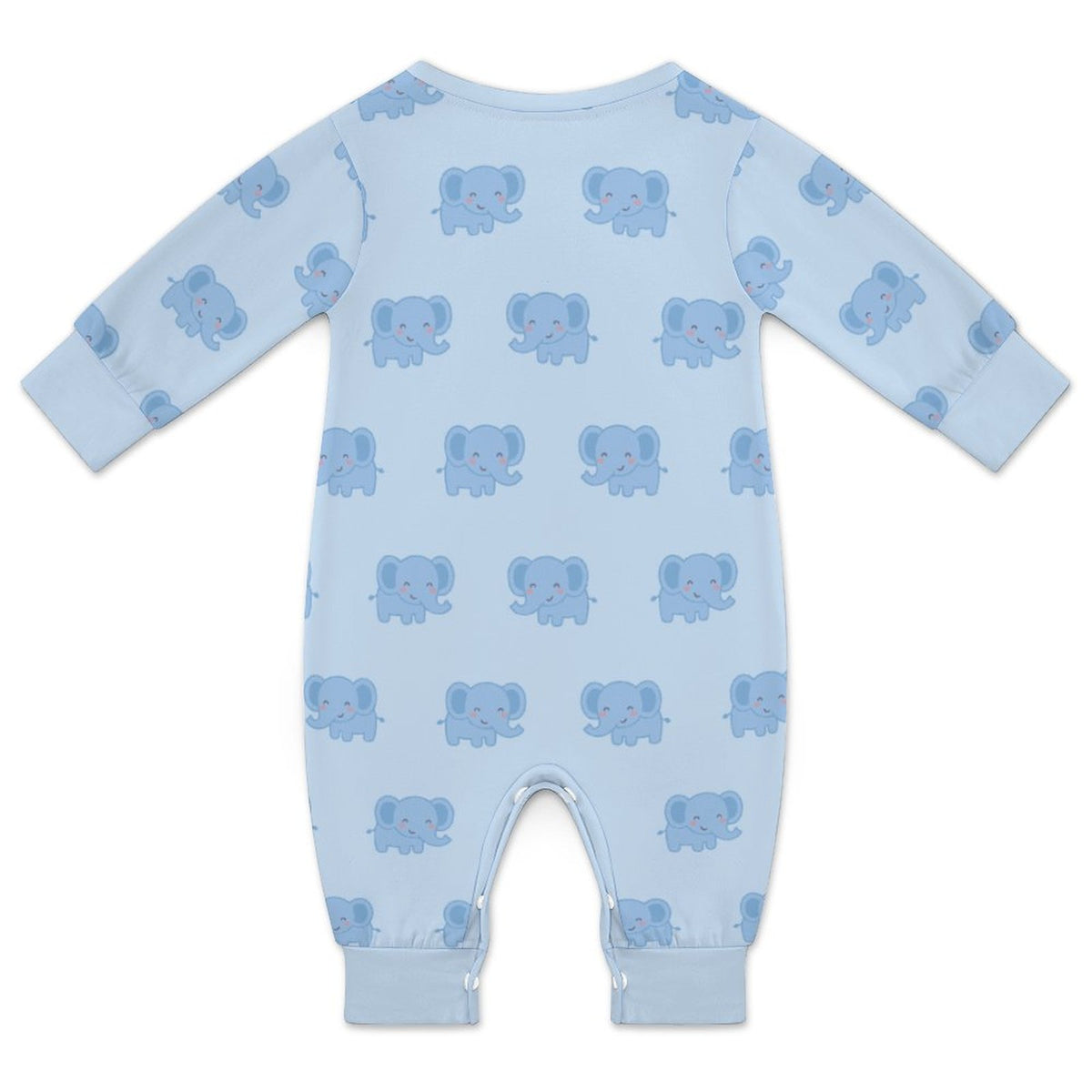 Cute Elephant Print Light Blue Baby Cotton Romper
