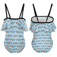 Outer Space Rocket Off-Shoulder Ruffle Girls Swimsuit