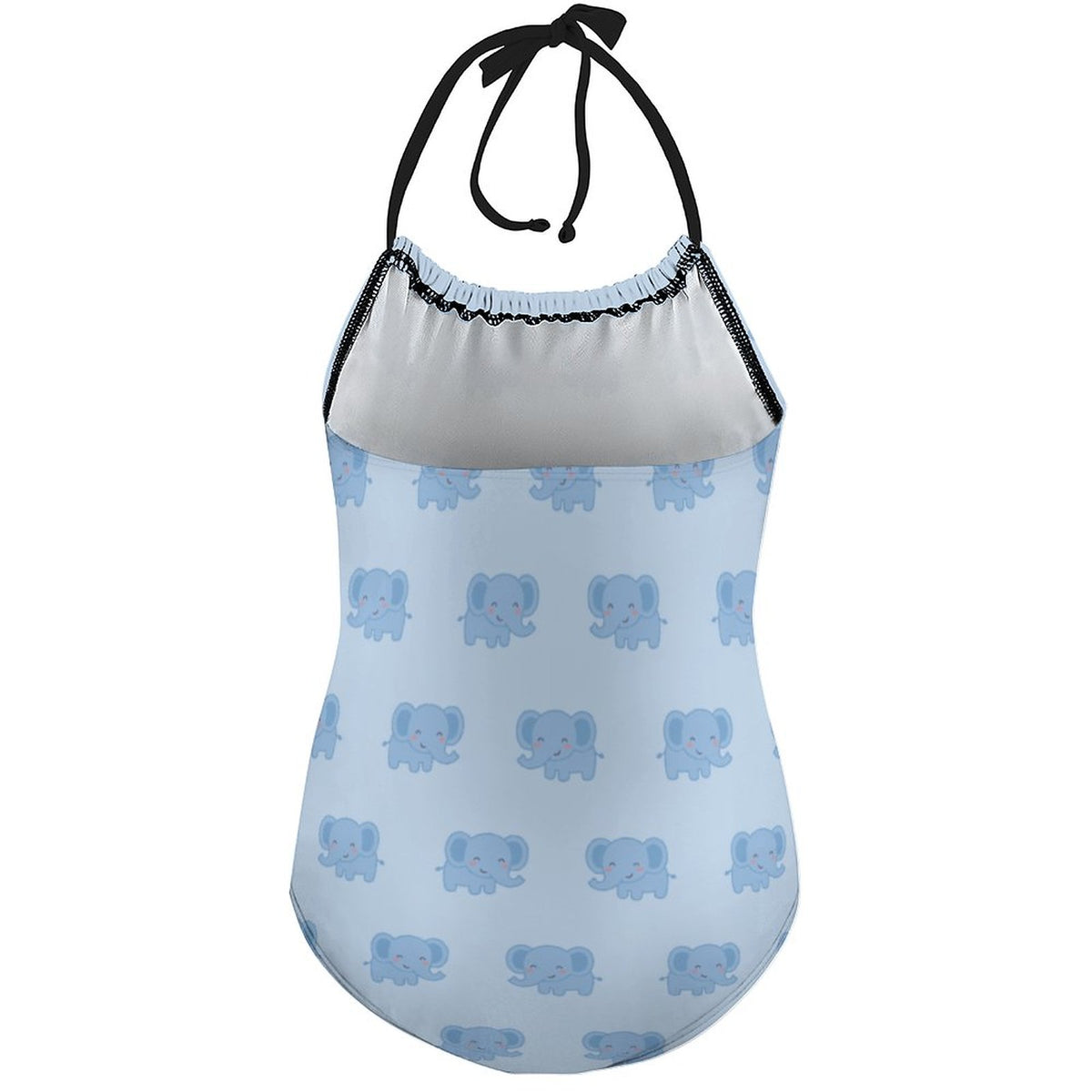 Girls' Blue Elephant Halter One-Piece Swimsuit