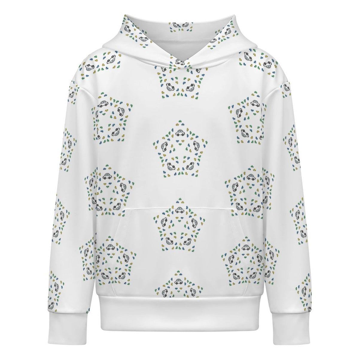White Star Floral Print Kids' Hooded Sweatshirt