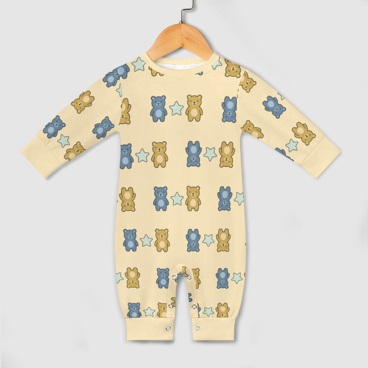 Teddy Bear Print Long Sleeve Baby Romper | Custom AOP