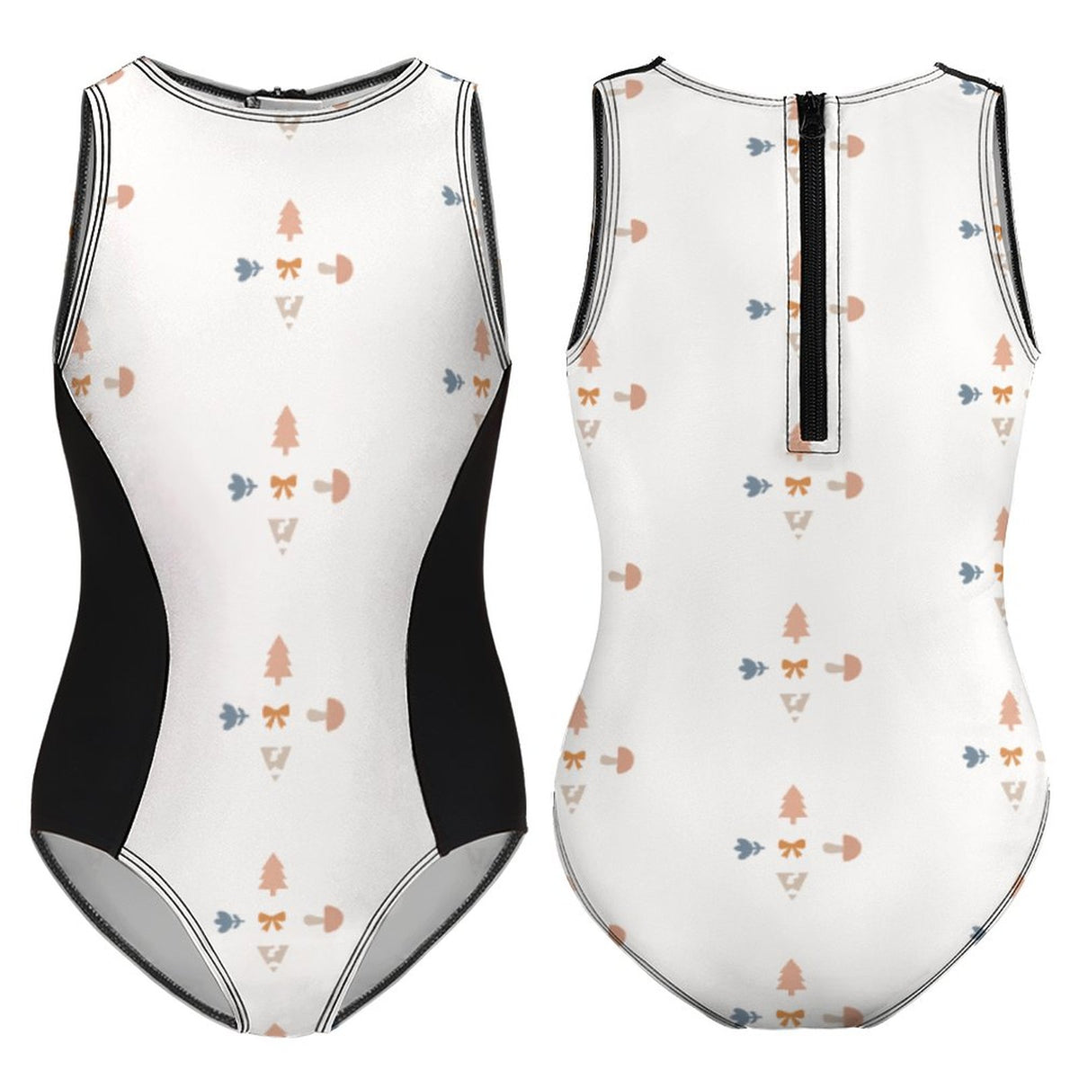 Girls' Geometric Print Athletic One-Piece Swimsuit