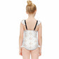 Girls' Geometric Print Ruffle Trim One-Piece Swimsuit