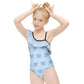 Cute Blue Elephant One-Shoulder Girls' Swimsuit