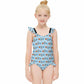 Outer Space Rocket Double Ruffle Girls Swimsuit