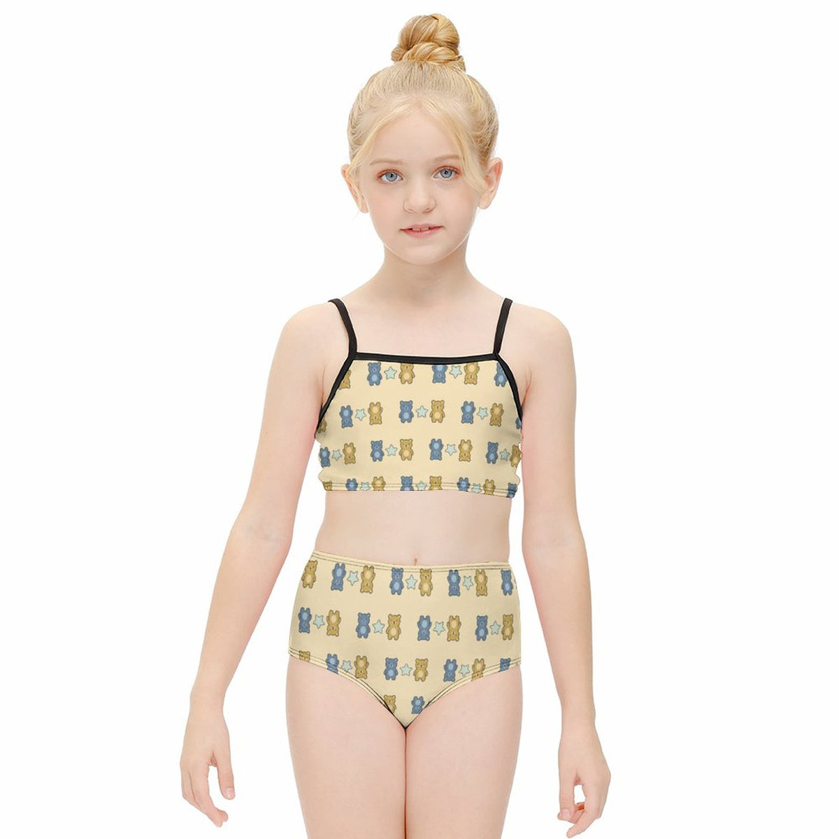 Cute Teddy Bear Girls Two-Piece Swimsuit | Custom AOP