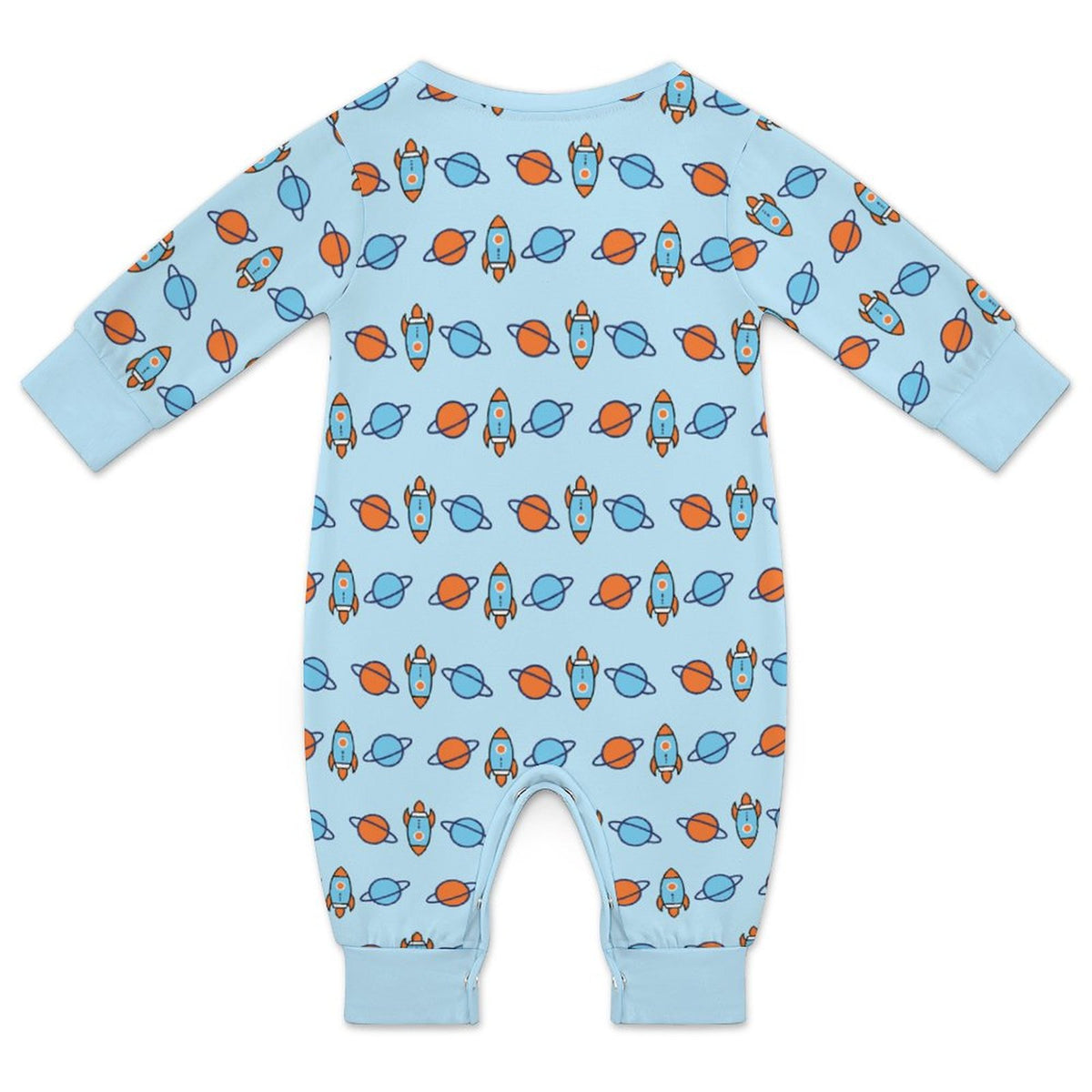 Space Rocket Print Long Sleeve Baby Onesie | Custom AOP
