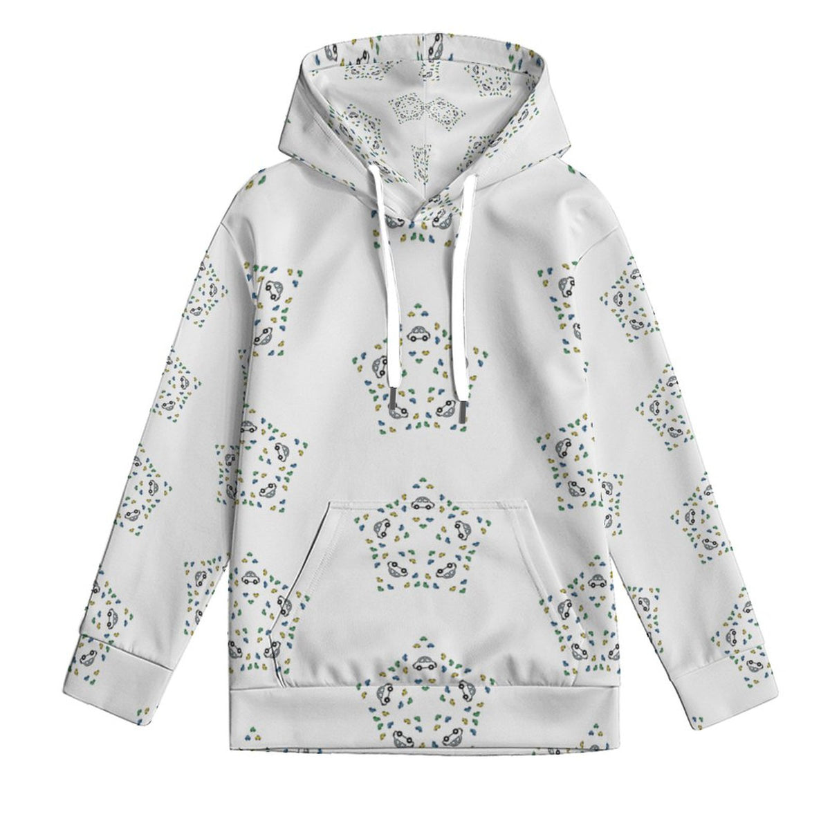 Kids' White Star Print Pullover Hoodie with Pocket