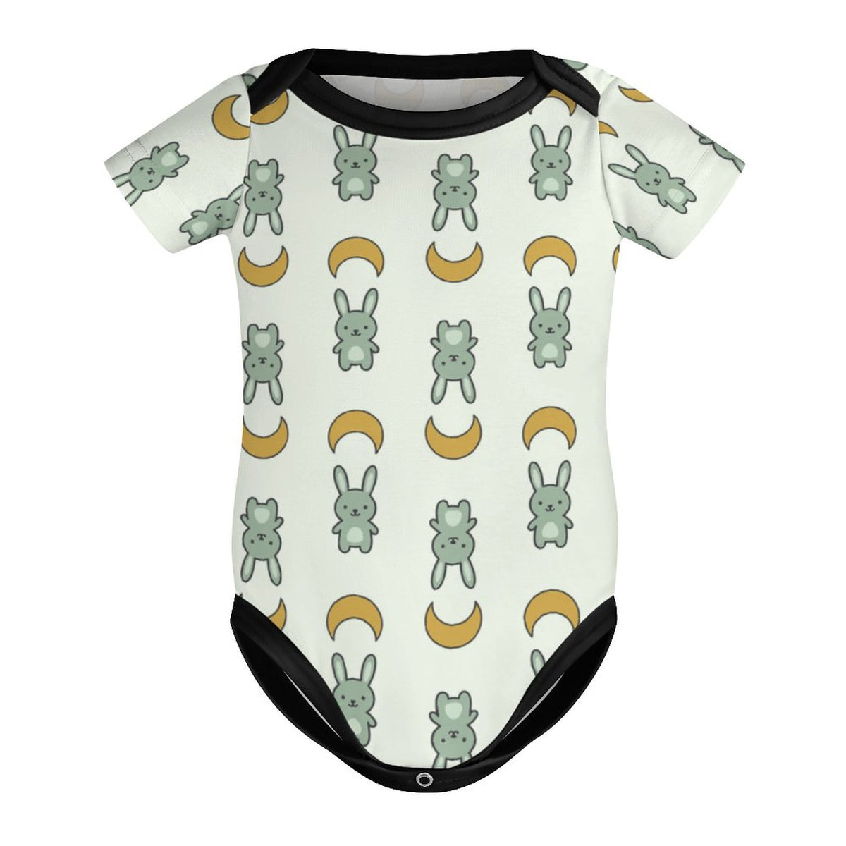 Cute Bunny & Moon Short Sleeve Baby Romper | 220gsm