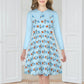 Space Rocket Collar Long Sleeve Girls Dress | AOP