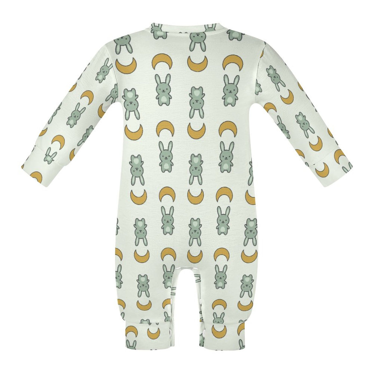 Cute Cotton Baby Bunny & Moon Long Sleeve Bodysuit