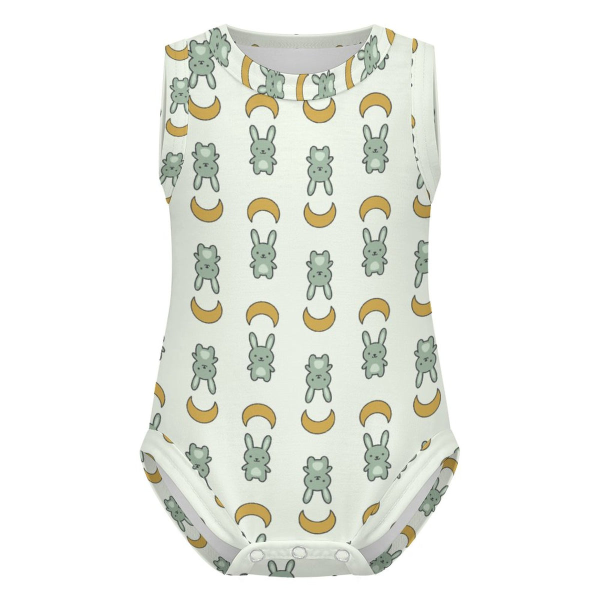 Cute Baby Bunny & Moon Tank Sleeveless Romper