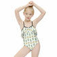 Cute Bunny & Moon Off-Shoulder Ruffle Girls Swimsuit
