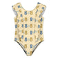 Girls Bear Print One-Piece Swimsuit