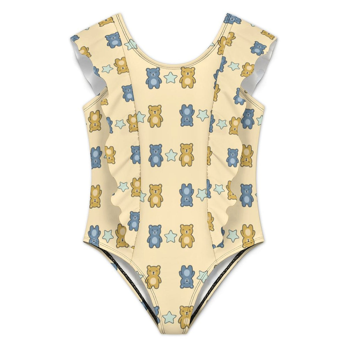 Girls Bear Print One-Piece Swimsuit