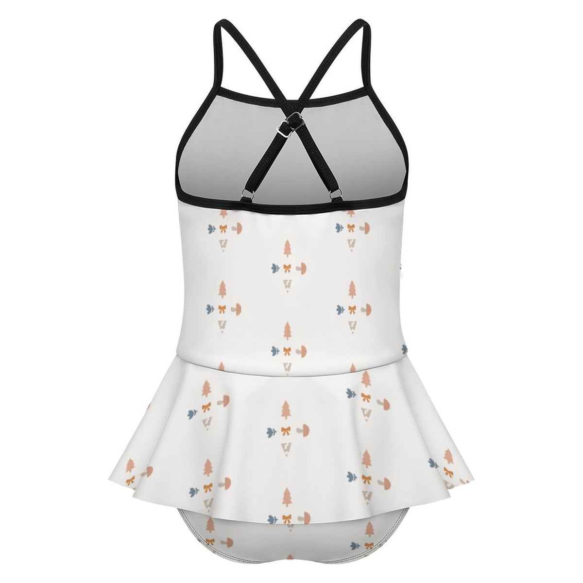 Girls' Geometric Print Ruffle Skirted One-Piece Swimsuit
