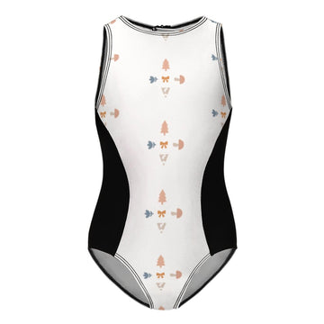 Girls' Geometric Print Athletic One-Piece Swimsuit