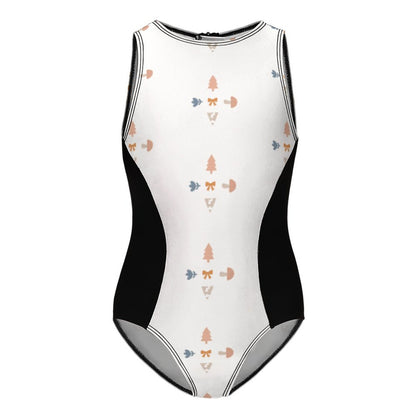 Girls' Geometric Print Athletic One-Piece Swimsuit