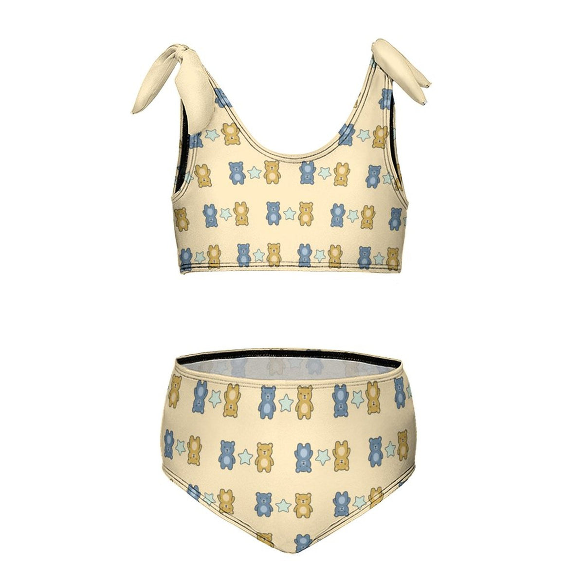 Cute Teddy Bear Tie-Strap Bikini Set for Girls | Custom AOP